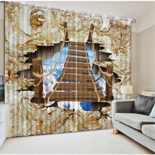 3d curtains for living room modern custom curtains modern curtains for bedroom Marble Blue Sky White Cloud Bridge