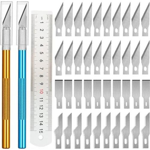43pcs/kit Precision Hobby Knife Engraving Pen Knife Wood Carving Paper Cutter Fruit Food Crafts DIY Carpenter Tools