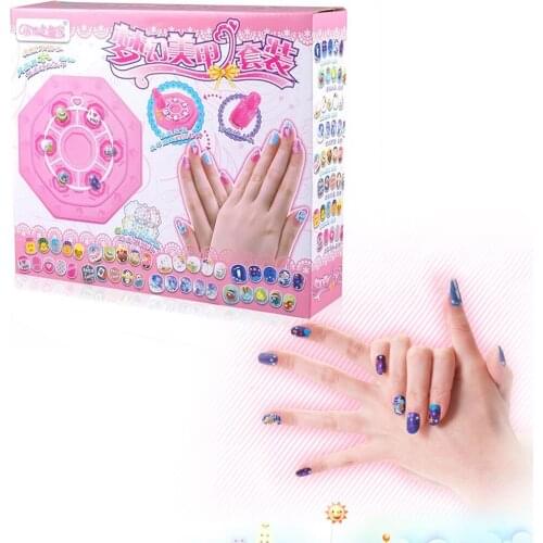 72 Kids Pretend Play Nail Art Beauty Cosmetic Makeup Design Table, Seal, Nail Transfer Drawings Nail Patches Stickers Toy Set