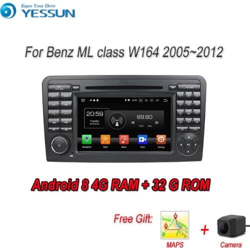 YESSUN 2 din Android 8.0 4G RAM 8 core For Benz ML CLASS W164 2005~2012 Car Navigation GPS Multimedia Player Car head unit