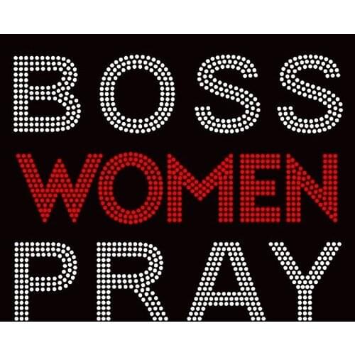 Free Shipping BOSS WOMEN PRAY Red Religious Rhinestone Transfer