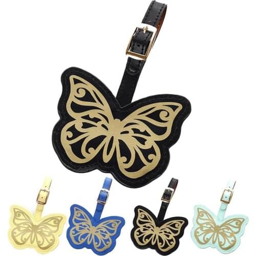 Fashion PU Printed Luggage Tag Fashion Creative Butterfly Shape Suitcase Tag Baggage Tag For Travel Bag Accessories