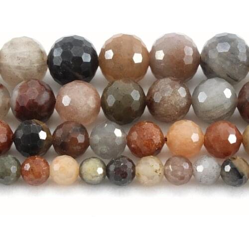 Natural Hard Faceted Chinese Tourmaline Round Loose Beads Strand 6/8/10/12MM For Jewelry DIY Making Necklace Bracelet