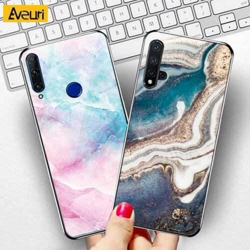 Luxury 9H Glass Marble Phone Case For Huawei Honor 30 Pro Plus 30s View 20 30 Pro V30 Honor 9A 9X 7X Play Play3 Cover Case Coque