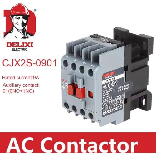 DELIXI 9A AC Contactor 3 Poles CJX2s-0901 0NO 1NC Coil Voltage AC 24V/36V/110V/220V/380V