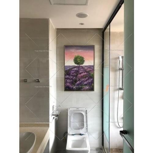 Tree Garden Building Abstract Modern Wall Painting Lavender Road Palette Knife Oil Painting On Canvas Wall Decor Hotel Decor