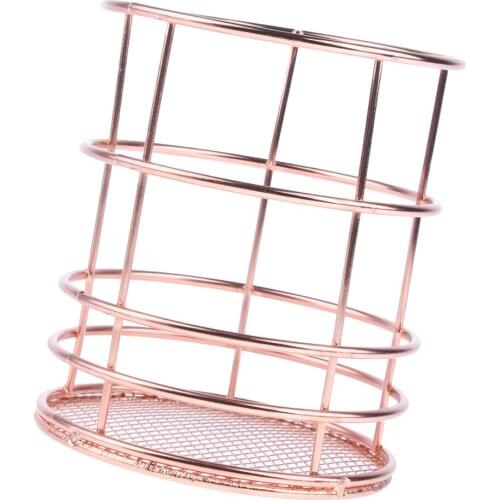 Elegant Rose Gold Wire Mesh Pen Pot Pencil Holder / Metal Makeup Brush Holder / Multifunctional