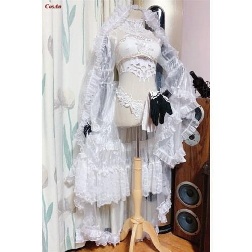 Game NieR:Automata 2B Cosplay Costume Gorgeous White Formal Dress Flower Wedding Activity Party Role Play Clothing Custom-Make