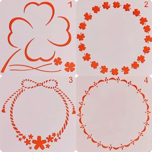 4pc Stencil Garland Painting Template 13*13 DIY Bullet Journal Accessories Decorative Sjabloon Office School Supplies Reusable