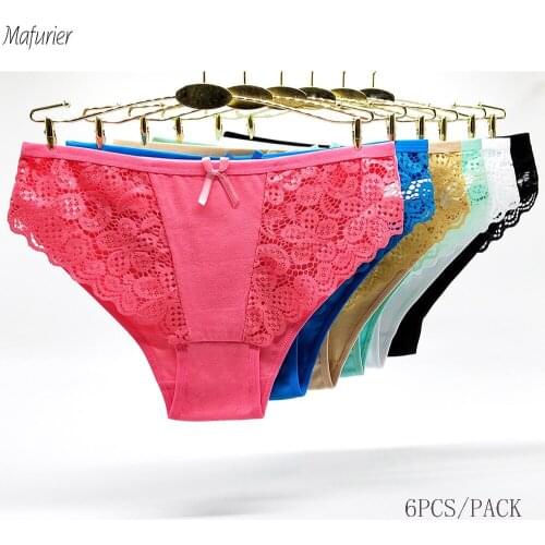 Mafurier Women New Arrival Sexy Lace Underwear Panties Female Cotton Briefs Shortpant Soft Knickers Lingeries For Women 6Pcs/Lot