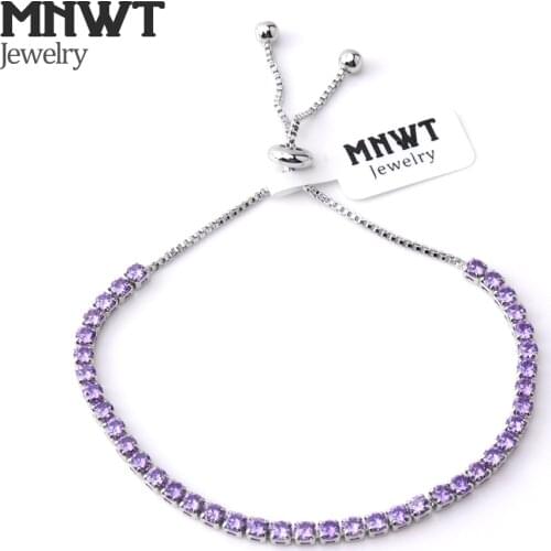 MNWT Cubic Zirconia Tennis Bracelet For Women Shining Blue Green Purple Black Birthstone Crystal Bracelets Jewelry Female