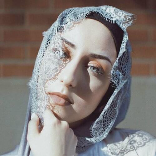 Fashion Women Diamond Lace Turban Scarf Muslim Headscarf Islamic Cotton Hijab Head Wraps Foulard Femme Musulman Plain Shawl