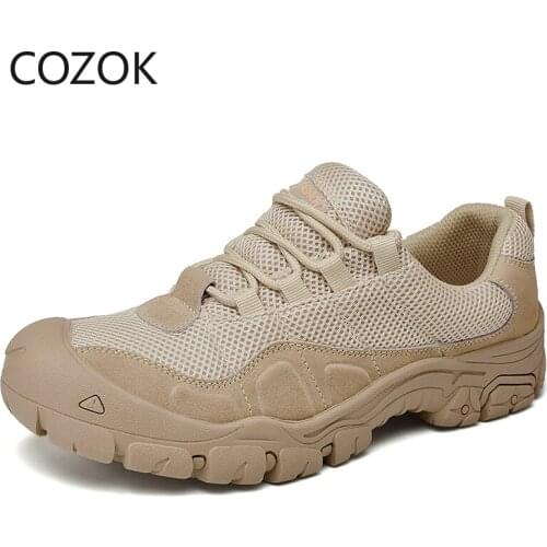 Outdoor Men Hiking Shoes Waterproof Breathable Tactical Combat Army Boots Desert Training Sneakers Anti-Slip Trekking Shoes