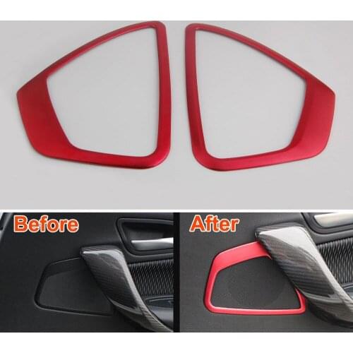 BBQ@FUKA New Car Styling Stainless Steel Red Interior Side Door Speaker Sound Horn Covers Trim For BMW 1 Series F20 2014-2015