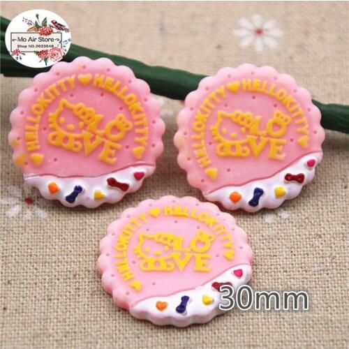 Hello KT cookies/biscuit 30mm Resin Flatback Cabochon Miniature Food Art Supply Decoration Charm Craft Accessories