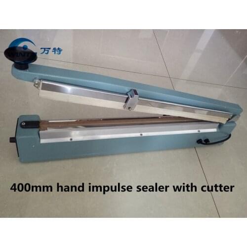 KS-400MM hand impulse sealer with cutter handheld heat impulse sealer Manual sealing machine Aluminum body