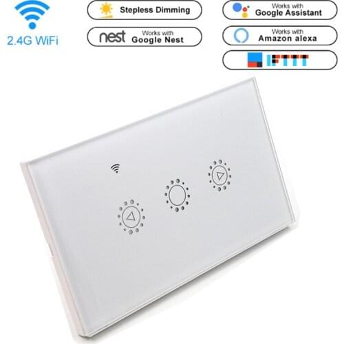 US Standard White WIFI Smart Remote Touch Dimmer Switch Alexa Google Tmall Smart Dimmer Switch With APP