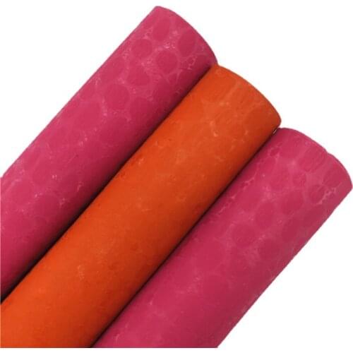Neon Orange Rose Embossed Synthetic Faux Leather Fabric Sheets Vinyl Fabric for Bows Earrings Bags Shoes DIY 21X29CM R196A