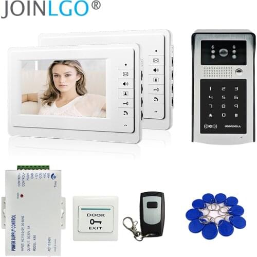 Free Shipping 7" Video Door Phone Intercom System 2 White Monitors + Outdoor RFID Code Keypad Password Doobell Camera In Stock