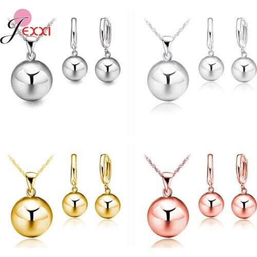 New Collection 925 Sterling Silver Jewelry Sets Earrings Necklace Women Girls Round Pendant Wedding Party Jewelry Wholesale