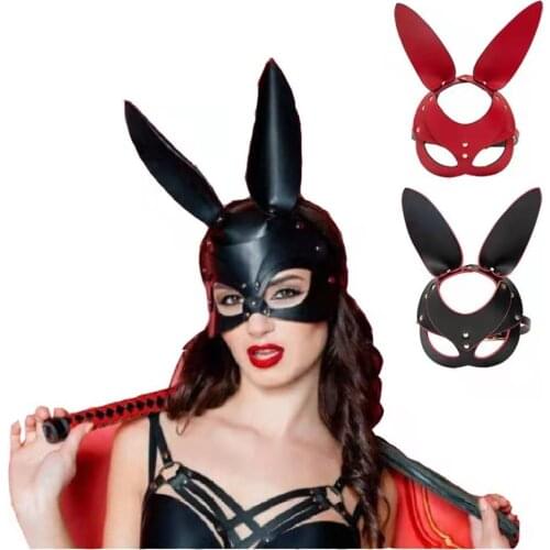 Harness Leather Cat Mask BDSM Cosplay Bunny Masks Adult Women Fetish Sex Toys Halloween Masquerade Party Cosplay Mask adult toys