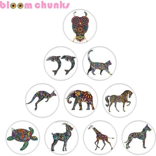 Animal art 10pcs mixed 12mm/18mm/20mm/25mm Round photo glass cabochon demo flat back Making findings S1406