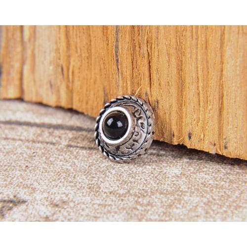 10X 12MM BLACK BEAD VINTAGE SLIVER FLORAL LEATHERCRAFT CONCHOS SCREW BACK