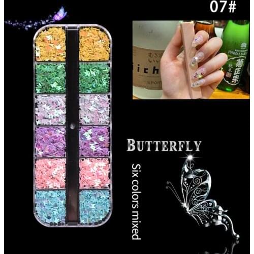 14 Colors Crystal Nail Art Decoration Butterfly Spangles Shinny Glitter Nail Sequins Rhinestone Shape DIY Nail Art 3D Decoration