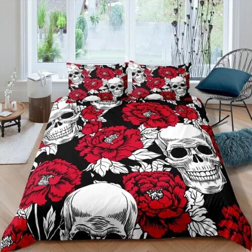 3D Cool Skull Printed US/EU/AU Double Queen King 2/3pcs One Set Microfiber Bedding Set Quilt Duvet Cover Set For Halloween Style