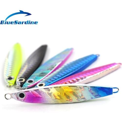 BlueSardine 22G 7.5CM 6PCS Jigging Lure Lead fish Metal Jig Fishing Lure Paillette Knife Wobbler Artificial Hard Bait Laser Body
