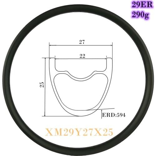 29er 290g Ultralight MTB Rims Carbon Mountain Rims 27mm Width Super Light Rim 25mm Depth Carbon XC Rims