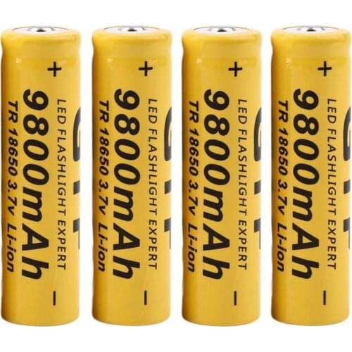 4Pcs 3.7V 18650 9800mah Li-ion Rechargeable Battery For LED Flashlight Torch For Emergency lighting portable Device dopshipping