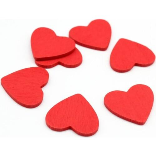 400pcs wood heart with beautiful red color 20mm Wood heart love blank natural crafts supplies wedding ornaments