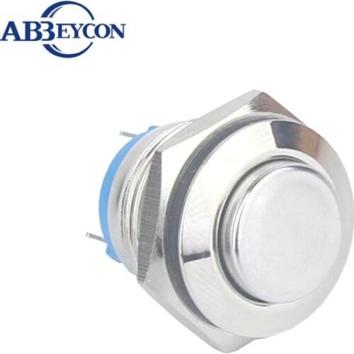 5pcs/Lot IB 1607 lowest price 16mm High round head 220v momentary function Brass nickled IP67 waterproof switch