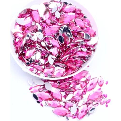 7x15mm 2000pcs Craft Art DIY Gems Marquise Earth Facets Normal colors Acrylic Rhinestone Strass Nail Art Decorations