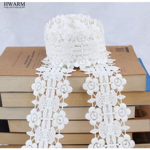 African lace fabric 2019 high quality lace wedding decoration trim DIY 2yard Water-soluble milk silk embroidery lace wide laces