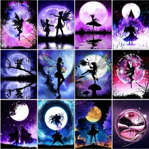 DIY 5D Diamond Painting "Butterfly Fairy" Full Square Diamond Embroidered Cartoon Moon Mosaic Picture Holiday Gift Decoration