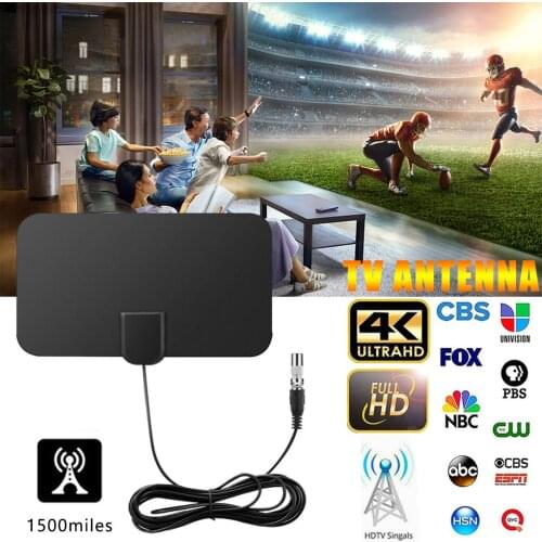 4K 28DB High Gain HD TV DTV Box Digital TV Antenna 1500 Miles Booster Active Indoor Aerial HD Flat Design