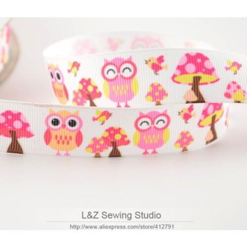 F026#-2 min order is 5$ (mixed order)7/8" 22mm grosgrain ribbons cute owl designs accessories free shipping DIY baby clothing
