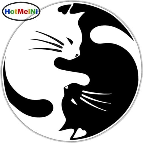 HotMeiNi 13x13cm Yin And Yang Cat Pet Lover Car Sticker For Truck Window Bumper Door Vinyl Cute Decal Car Styling Racing