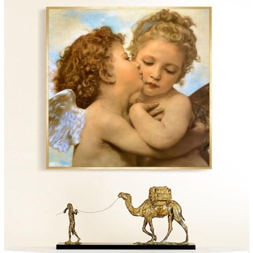 Famous Painting Lamour and Psyche Children Posters and Prints Wall Art Canvas Painting First Kiss Pictures for Living Room Decor