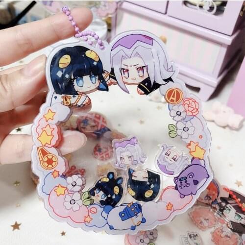 JOJOs Bizarre Adventure Golden Wind Kujo Jotaro Giorno Giovanna Cosplay Acrylic Rola Bola Keychain Pendant Keyring Toy Gift
