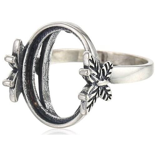 Ring Blank for 13x16mm Oval Cabochons Antique Style Ring Setting Thai Sterling Silver Adjustable Ring Base SR0389