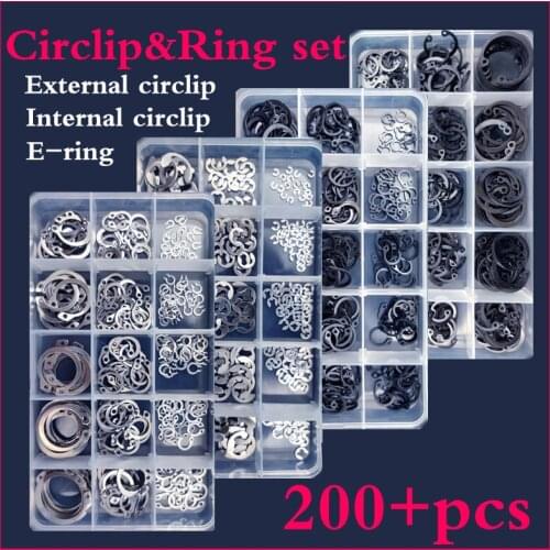 Circlip Set External/Internal Retaining E-type Cir clip Lock Snap Retaining Ring Assortment Set holes Shaft Collar Washer