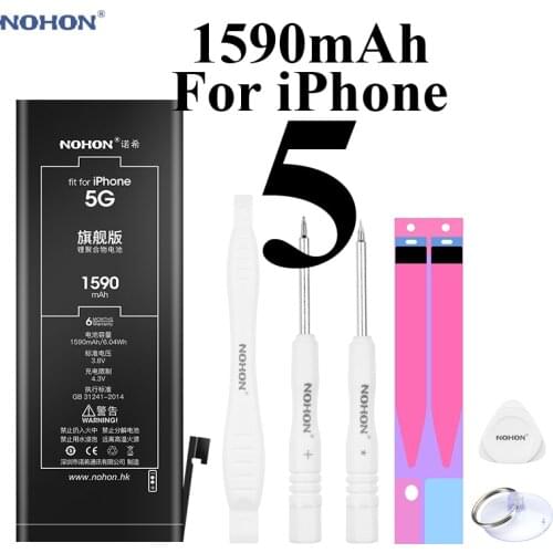 NOHON Li-polymer Battery for Apple iPhone 5 iPhone5 Real High Capacity 3.8V 1590mAh Lithium Replacement Battery With Free Tools