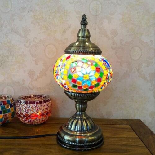 Moroccan Table Lamp Coffee Retro Bedside Restaurant Hotel Bar Turkish Decorative Desk Lamp Baby Room Decor Stained Glass Lightin