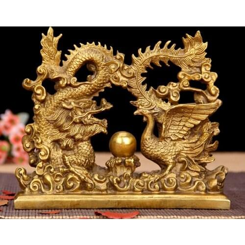 Xiang Li copper dragon decorations Home Furnishing study large office feng shui Zodiac dragon business gifts