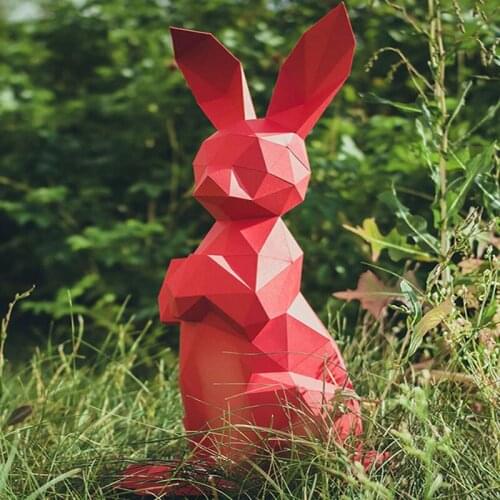 3D Rabbit Paper Model Cute Animal Papercraft DIY Handmade Stereo Origami Living Room Decor Toy Gift For Children Creative Craft