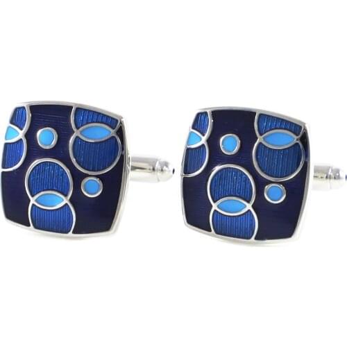 Fashion Curved Square Blue Tonal Circles Cufflinks Navy Blue Bubbles Soft Square Cufflinks Fathers Day Birthday Cuff Links