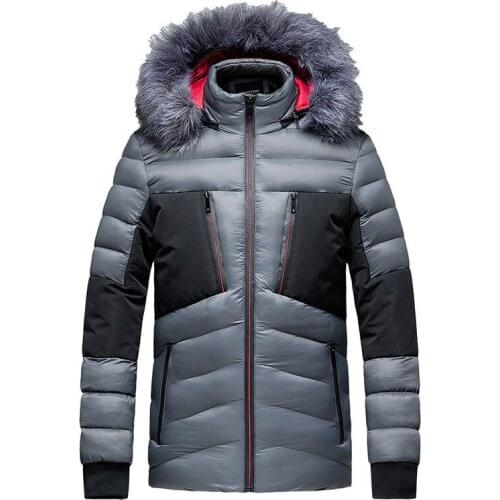 2021 Winter New Mens Warm Parkas With Fur Hood Fashion Casual Jackets And Coats Cotton Lined Thick Warm Outerwear Windbreaker